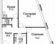 2-комнатная квартира площадью 68 кв.м, Шелепихинская набережная, влд 34, корп.5 | цена 16 162 512 руб. | www.metrprice.ru