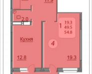 1-комнатная квартира площадью 54.8 кв.м, Ленинский проспект, 18 | цена 5 487 294 руб. | www.metrprice.ru