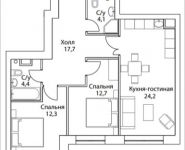 2-комнатная квартира площадью 77 кв.м, Шелепихинская набережная, влд 34, корп.5 | цена 15 557 864 руб. | www.metrprice.ru