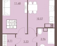 1-комнатная квартира площадью 31.3 кв.м, жилой комплекс Столичный, к11 | цена 2 663 050 руб. | www.metrprice.ru