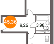 1-комнатная квартира площадью 45.36 кв.м, улица Зелёный Город, 3 | цена 3 023 000 руб. | www.metrprice.ru