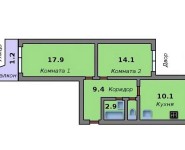 2-комнатная квартира площадью 56.2 кв.м, улица Генерала Кузнецова, 26к1 | цена 10 000 000 руб. | www.metrprice.ru
