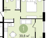 1-комнатная квартира площадью 39.8 кв.м,  | цена 2 760 000 руб. | www.metrprice.ru