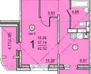 1-комнатная квартира площадью 42.32 кв.м, улица Ломоносова, 119к1 | цена 2 200 000 руб. | www.metrprice.ru