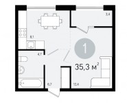 1-комнатная квартира площадью 35.3 кв.м,  | цена 2 820 000 руб. | www.metrprice.ru