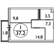 1-комнатная квартира площадью 37.2 кв.м, улица Кирова, 78к1 | цена 1 600 000 руб. | www.metrprice.ru