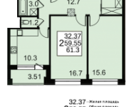 2-комнатная квартира площадью 61.3 кв.м, Автозаводская улица, 23к3 | цена 10 405 675 руб. | www.metrprice.ru