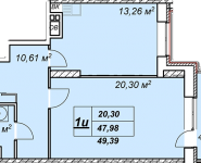 1-комнатная квартира площадью 49.39 кв.м, Обуховская улица, 50 | цена 2 667 060 руб. | www.metrprice.ru