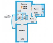 1-комнатная квартира площадью 38.9 кв.м,  | цена 1 488 000 руб. | www.metrprice.ru