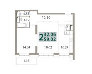 2-комнатная квартира площадью 59 кв.м, Спасская улица, 10 | цена 5 577 390 руб. | www.metrprice.ru