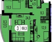 3-комнатная квартира площадью 87 кв.м, проезд Карамзина, вл4с1 | цена 3 898 900 руб. | www.metrprice.ru