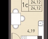 1-комнатная квартира площадью 24.12 кв.м, жилой комплекс Столичный, к6 | цена 2 243 160 руб. | www.metrprice.ru