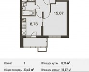 1-комнатная квартира площадью 33 кв.м, Родниковая улица, 17 | цена 3 328 380 руб. | www.metrprice.ru