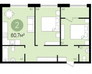 2-комнатная квартира площадью 60.7 кв.м, деревня Сапроново, 1М | цена 4 570 000 руб. | www.metrprice.ru