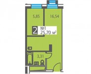 2-комнатная квартира площадью 25.7 кв.м, улица Комдива Орлова, вл1 | цена 3 266 000 руб. | www.metrprice.ru