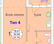 1-комнатная квартира площадью 34.46 кв.м,  | цена 1 602 390 руб. | www.metrprice.ru