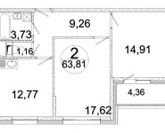2-комнатная квартира площадью 63.81 кв.м, Митинская улица, 20 | цена 9 950 000 руб. | www.metrprice.ru