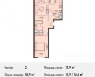 2-комнатная квартира площадью 55.9 кв.м, Ясеневая ул., 14С8 | цена 7 043 400 руб. | www.metrprice.ru