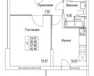 1-комнатная квартира площадью 37.66 кв.м, 2-я Муравская | цена 5 606 881 руб. | www.metrprice.ru