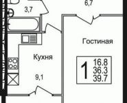 1-комнатная квартира площадью 39.7 кв.м, Щелково платф, 1 | цена 2 743 270 руб. | www.metrprice.ru