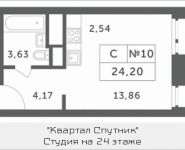 1-комнатная квартира площадью 24.2 кв.м, Мякининское шоссе, 4 | цена 2 843 500 руб. | www.metrprice.ru