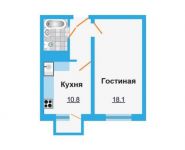 1-комнатная квартира площадью 34.8 кв.м, Вишневая ул., 1К4 | цена 1 914 100 руб. | www.metrprice.ru