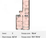 2-комнатная квартира площадью 66.7 кв.м, Ясеневая ул., 14С8 | цена 7 870 600 руб. | www.metrprice.ru