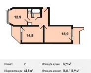 2-комнатная квартира площадью 60.5 кв.м, Некрасовка п, Покровская ул, 16 | цена 5 959 250 руб. | www.metrprice.ru