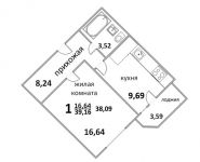 1-комнатная квартира площадью 41 кв.м, Народная ул., 23 | цена 2 948 877 руб. | www.metrprice.ru