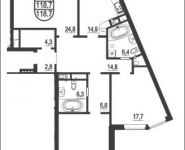 3-комнатная квартира площадью 118 кв.м, Серпуховский Вал ул. | цена 25 889 064 руб. | www.metrprice.ru
