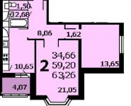2-комнатная квартира площадью 63 кв.м, Высоковольтный проезд, 1к2 | цена 10 800 000 руб. | www.metrprice.ru