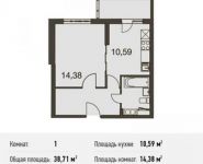 1-комнатная квартира площадью 38.7 кв.м, Родниковая ул. | цена 4 232 847 руб. | www.metrprice.ru