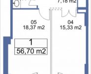 1-комнатная квартира площадью 56.7 кв.м, Кудрявцева, 12 | цена 6 896 602 руб. | www.metrprice.ru