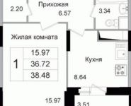 1-комнатная квартира площадью 38.6 кв.м, Щелково платф, 1 | цена 2 856 400 руб. | www.metrprice.ru