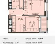 1-комнатная квартира площадью 37 кв.м, Ясеневая ул., 14С8 | цена 4 588 000 руб. | www.metrprice.ru