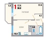 1-комнатная квартира площадью 36.8 кв.м, улица Липовая Аллея, д.12 | цена 2 576 000 руб. | www.metrprice.ru