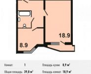 1-комнатная квартира площадью 39.8 кв.м, улица Поликахина, 5 | цена 3 331 260 руб. | www.metrprice.ru