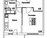 1-комнатная квартира площадью 37.62 кв.м, 2-я Муравская | цена 5 289 973 руб. | www.metrprice.ru