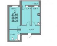 2-комнатная квартира площадью 58.3 кв.м, Колхозная ул. | цена 4 169 000 руб. | www.metrprice.ru