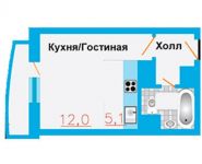 1-комнатная квартира площадью 24.6 кв.м, Рябиновая улица, 10 | цена 1 599 000 руб. | www.metrprice.ru