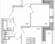3-комнатная квартира площадью 74.5 кв.м, Дружбы, 38 | цена 5 979 370 руб. | www.metrprice.ru