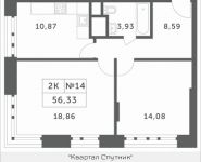 2-комнатная квартира площадью 56.33 кв.м, Мякининское шоссе, 4 | цена 6 072 374 руб. | www.metrprice.ru