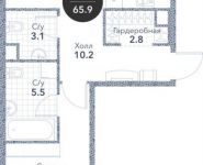 2-комнатная квартира площадью 65.9 кв.м, ул Новоалексеевская, д. 16 | цена 17 739 580 руб. | www.metrprice.ru