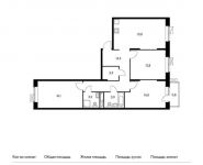 3-комнатная квартира площадью 84 кв.м, | цена 9 802 800 руб. | www.metrprice.ru