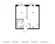 1-комнатная квартира площадью 35.7 кв.м,  | цена 3 523 590 руб. | www.metrprice.ru