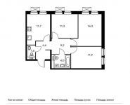 3-комнатная квартира площадью 64.6 кв.м, жилой комплекс Мякинино Парк, | цена 9 205 500 руб. | www.metrprice.ru