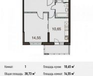 1-комнатная квартира площадью 38.7 кв.м, Центральная ул. | цена 4 123 854 руб. | www.metrprice.ru