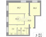 3-комнатная квартира площадью 68.4 кв.м, Яузская аллея, 6 | цена 2 200 000 руб. | www.metrprice.ru