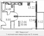 1-комнатная квартира площадью 39 кв.м, Железнодорожная ул. | цена 2 663 046 руб. | www.metrprice.ru