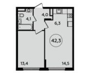 2-комнатная квартира площадью 42.3 кв.м, Сервантеса улица, д.1к1 | цена 5 810 920 руб. | www.metrprice.ru
